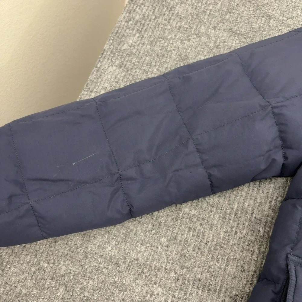J CREW Jacket Mens L Navy Blue Cotton Nylon Down Fill Mock Neck Puffer Outdoor